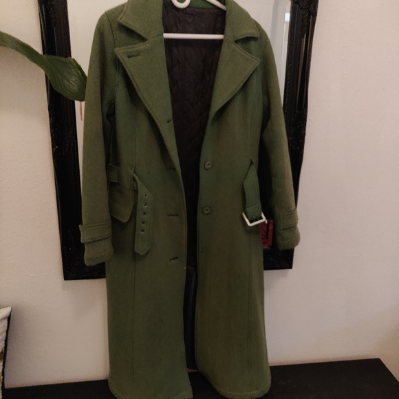 Long green wool coat - Picture 2 of 6